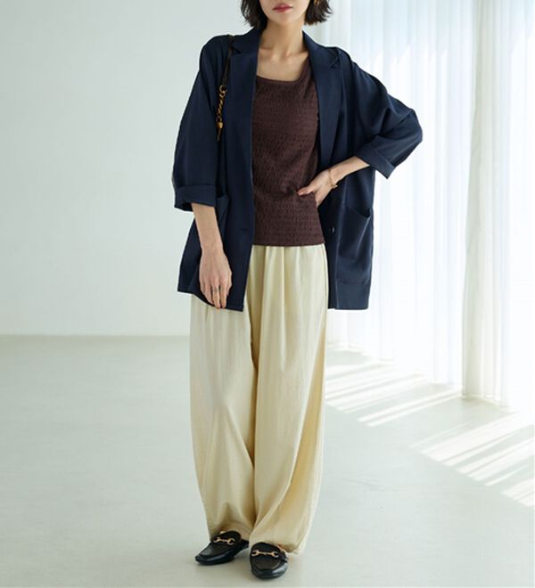 BELLUNA（ベルーナ）の「さらっと肌離れ！ひんやりカーブパンツ（ワイドパンツ・ガウチョ）」｜詳細画像