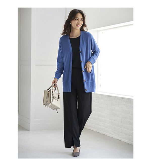 BELLUNA（ベルーナ）の「錯覚美脚！裾スリットセミワイドパンツ（フルレングスパンツ）」｜詳細画像