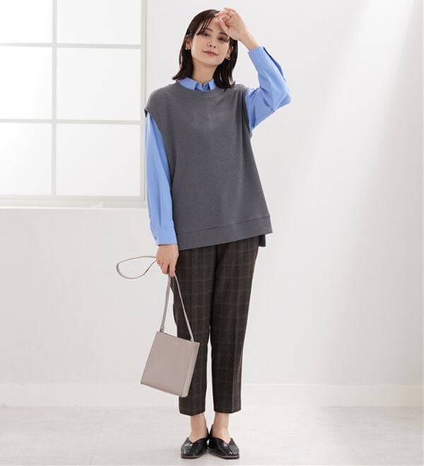 BELLUNA（ベルーナ）の「【新色追加】&ldquo;2点セット&rdquo;あぜ素材ベストアンサンブル（アンサンブル）」｜詳細画像