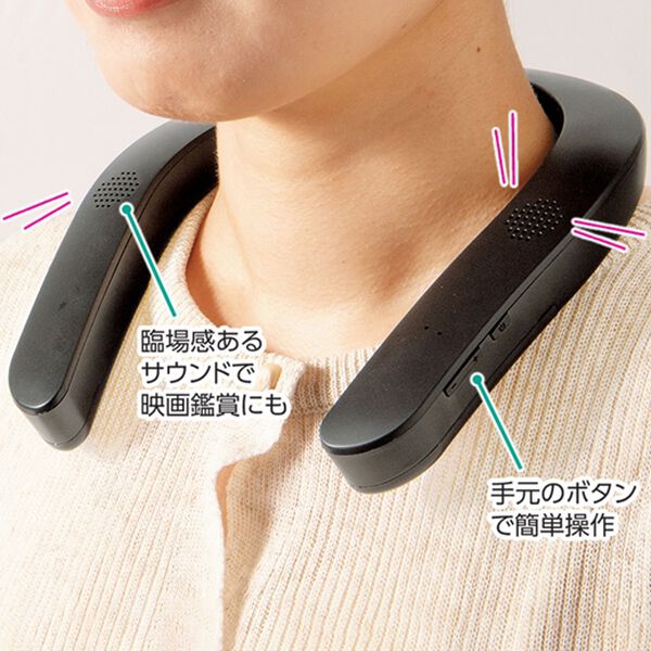 「肩にかけるワイヤレススピーカー（テレビ・オーディオ・カメラ機器）」｜詳細画像