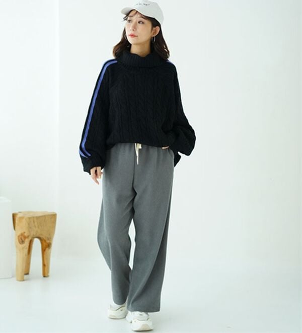 A HAPPY MARILYN（アハッピーマリリン）の「【選べる丈】裏フリースで家でも外でもあったか ふっくら コーデュロイ イージー ワイドパンツ（ワイドパンツ・ガウチョ）」｜詳細画像