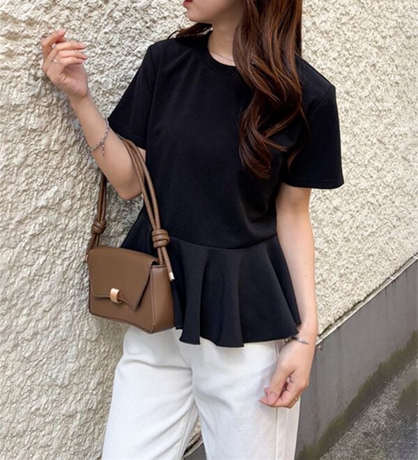 RANAN（ラナン）の「【ひんやり・ＵＶ】異素材切替ペプラムプルオーバー（カットソー）」｜詳細画像