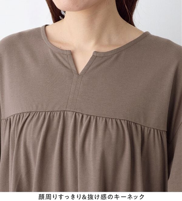 Viola e Viola（ヴィオラ エ ヴィオラ）の「軽やか綿混カットソーキーネックチュニック（チュニック）」｜詳細画像