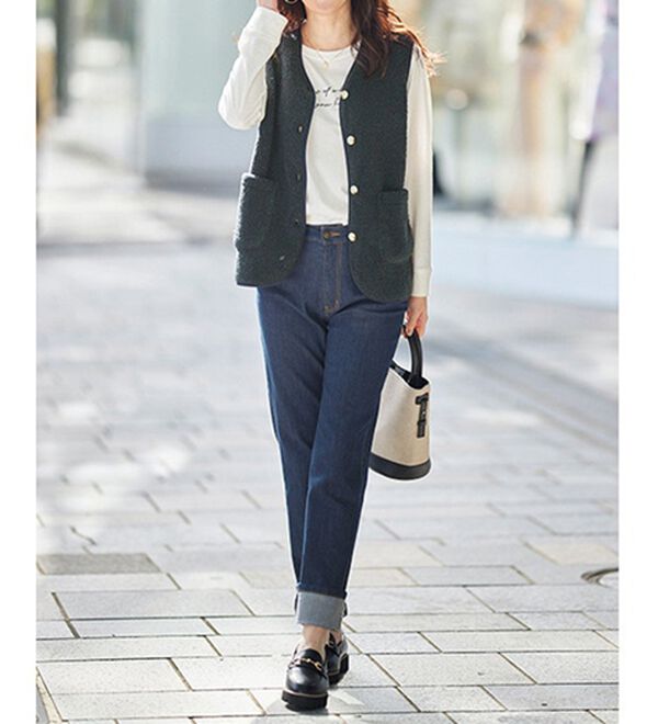 BELLUNA（ベルーナ）の「着回し自在！裏フリースあったかプードルボアベスト（ベスト）」｜詳細画像