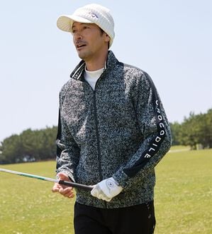 「＜クロコダイル＞裏フリース防風ニットジャケット（メンズジャケット）」｜杢グレー