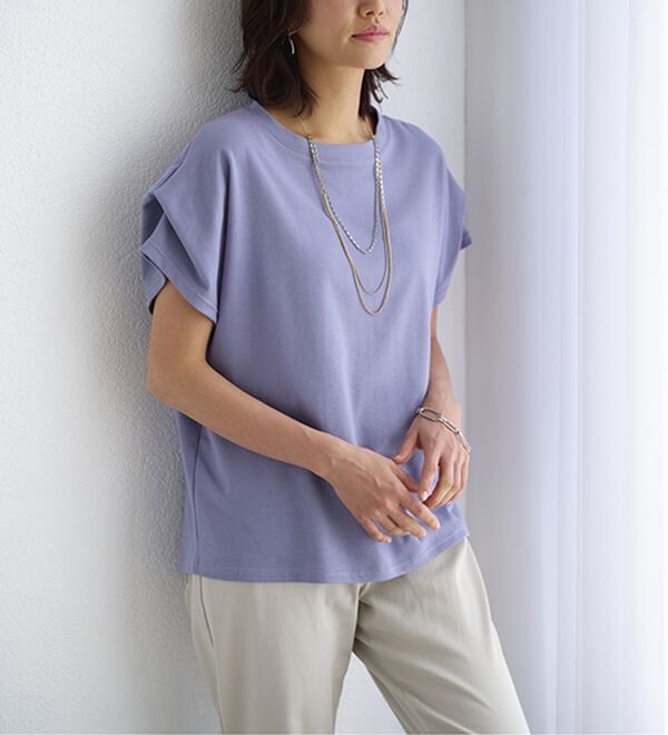 BELLUNA（ベルーナ）の「脱普通のＴシャツ！華奢見せジェラートポンチ素材プルオーバー（カットソー）」｜詳細画像