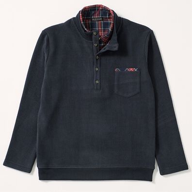 「裏ベロアのお洒落なダブル衿トレーナー（メンズトレーナー）」