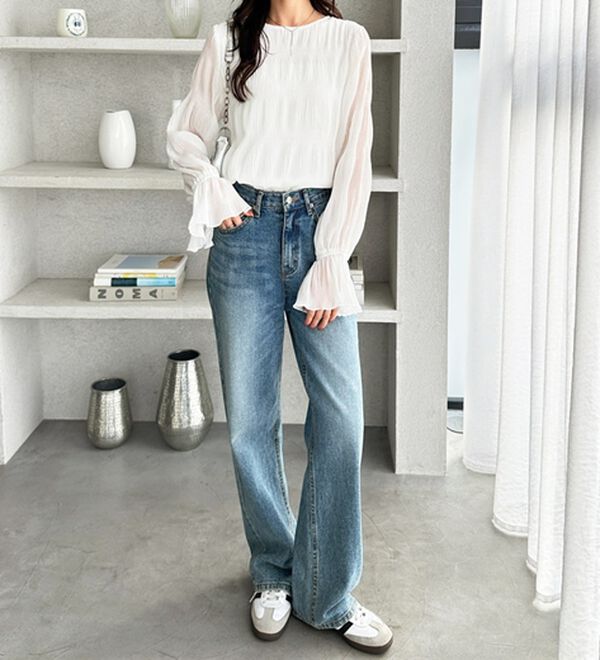 GeeRA（ジーラ）の「シアーシャーリングキャンディー袖ブラウス（ブラウス）」｜詳細画像