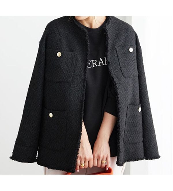 BELLUNA（ベルーナ）の「ツイードノーカラージャケット（ノーカラージャケット）」｜詳細画像