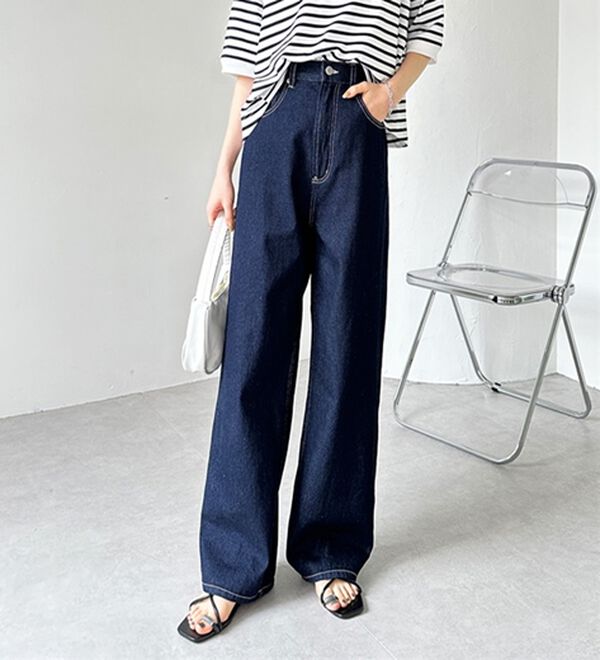 GeeRA（ジーラ）の「ハイウエストストレートデニム（ワイドパンツ・ガウチョ）」｜詳細画像