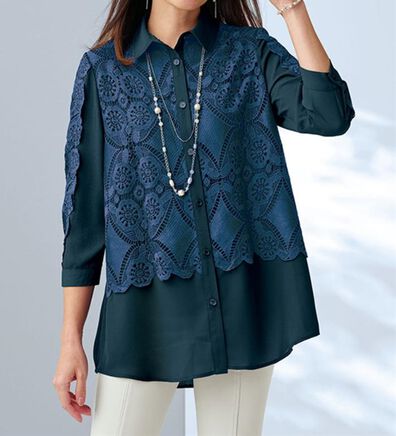 BELLUNA（ベルーナ）の「ケミカルレース使いシャツチュニック（シャツ）」