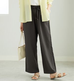 BELLUNA（ベルーナ）の「速乾！サッカー素材ドロストワイドパンツ（ワイドパンツ・ガウチョ）」｜チャコールグレー