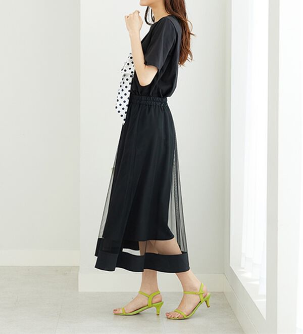 BELLUNA（ベルーナ）の「裾シアーデザインチュールスカート（ロングスカート）」｜詳細画像