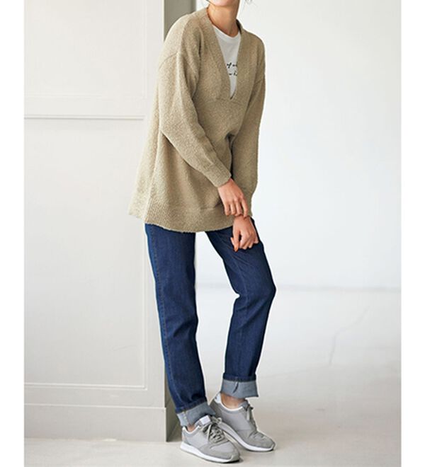 BELLUNA（ベルーナ）の「衿レイヤードで気分が上がる！Ｖネックゆったりセーター（ニット・セーター）」｜詳細画像