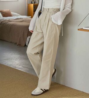 CHAN ME（チャンミ）の「ツーストラップコットンワイドパンツ（ワイドパンツ・ガウチョ）」｜詳細画像