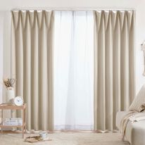 iellio（イエリオ）の「１・２級遮光＆断熱保温＆ＵＶ見えにくいレース付カーテンセット＜４枚組・遮光１級・洗える・無地＞（ドレープカーテン）」