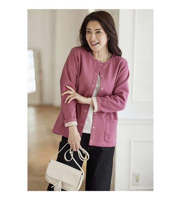 BELLUNA（ベルーナ）の「パチパチしにくい！静電気防止裏フリース配色カーディガン（その他カーディガン）」｜詳細画像