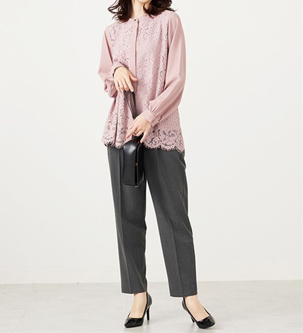 BELLUNA（ベルーナ）の「上品スカラップレース使いシャツチュニック（チュニック）」｜詳細画像