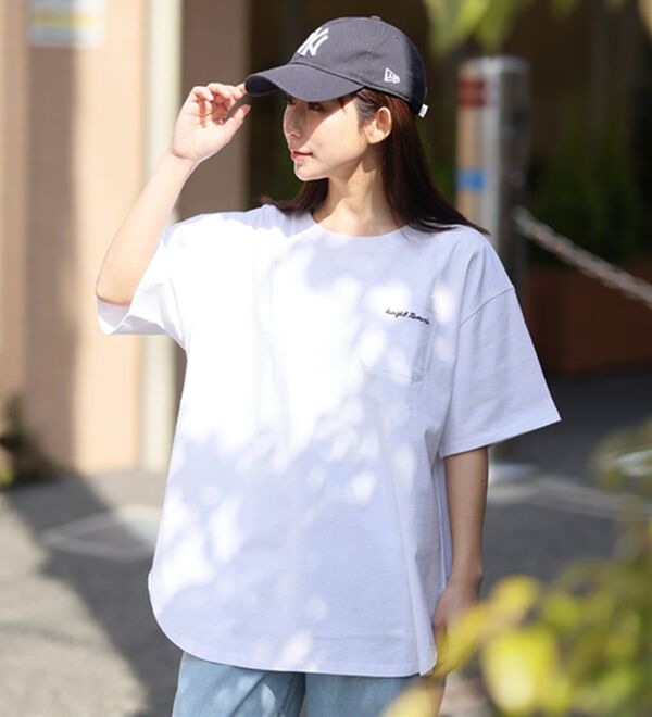 A HAPPY MARILYN（アハッピーマリリン）の「【Ｍ～８Ｌ】綿１００％！楽ちん裾ラウンド涼やかチュニック丈Ｔシャツ（Tシャツ）」｜詳細画像