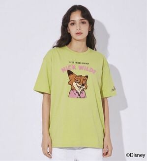 「＜Ｄｉｓｎｅｙ＞【ズートピア・ニック】サガラ刺しゅうＴシャツ（Tシャツ）」｜ライム