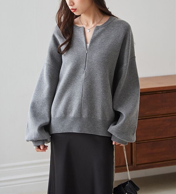 RANAN（ラナン）の「ハーフジップスウェットライクニット（ニット・セーター）」｜詳細画像