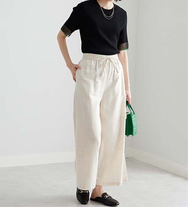 GeeRA（ジーラ）の「麻入りリラックスワイドパンツ（ワイドパンツ・ガウチョ）」｜詳細画像