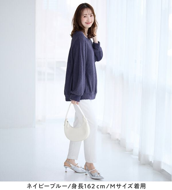 alotta（アロッタ）の「【見た目はニット、着心地はカットソー】フェザーカットソーゆるトップス（カットソー）」｜詳細画像