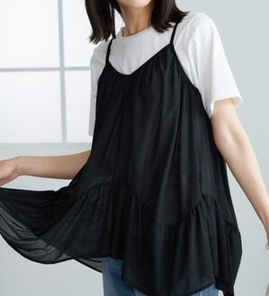 BELLUNA（ベルーナ）の「【2点セット】変形ギャザーデザインキャミアンサンブル（アンサンブル）」｜詳細画像