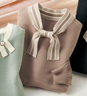 ルフラン（ルフラン）の「選べる衿デザインニット（ニット・セーター）」｜モカベージュ