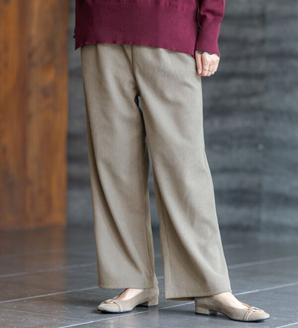 BELLUNA（ベルーナ）の「なめらかコーデュロイワイドパンツ（ワイドパンツ・ガウチョ）」｜詳細画像