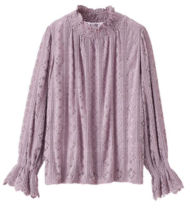 RANAN（ラナン）の「起毛レースハイネックブラウス（カットソー）」｜詳細画像