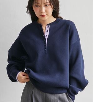 RANAN（ラナン）の「ヘンリーネックスウェトライクニット（ニット・セーター）」｜ネイビー