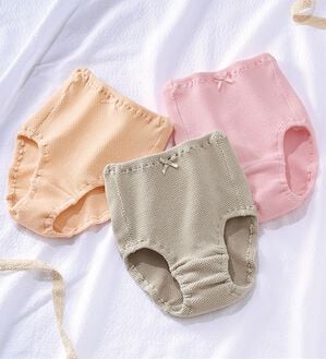 「【３色組】脱ぎ着が簡単！綿混のび～るらくらくブラ・ショーツ（ブラジャー）」｜ショーツ3色組