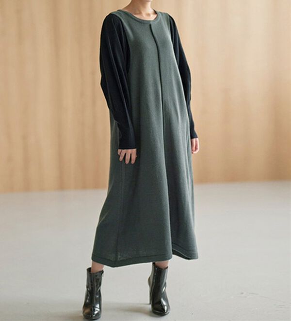 RANAN（ラナン）の「ボリューム袖アウトシームニットワンピース（ニットワンピース）」｜詳細画像