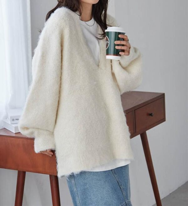 RANAN（ラナン）の「ディープキーネックシャギーニット（ニット・セーター）」｜詳細画像