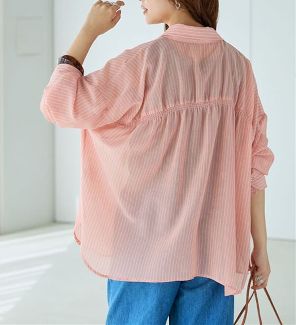 BELLUNA（ベルーナ）の「【接触冷感】透け感バックシャーリングシャツ（シャツ）」｜詳細画像