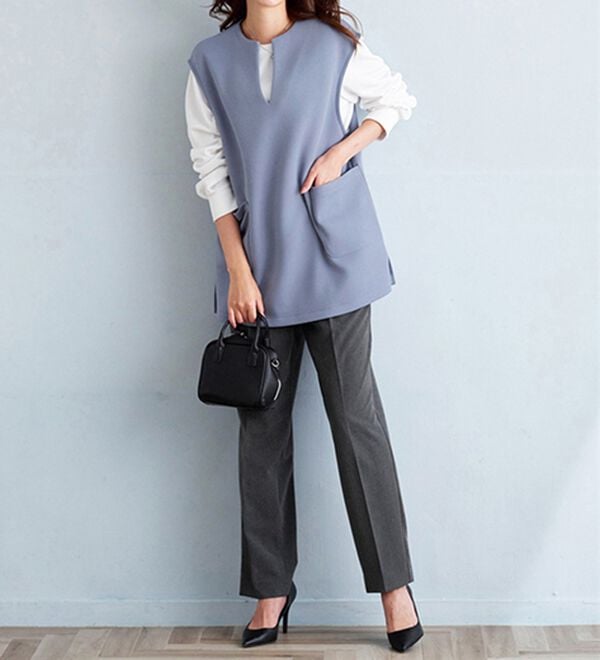 BELLUNA（ベルーナ）の「【2点セット】静電気防止インナー付ベストアンサンブル（アンサンブル）」｜詳細画像