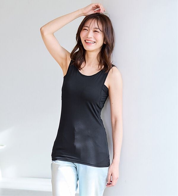 LAVIENNE（ラヴィエンヌ）の「【暑がりさん必見！】カップ付瞬間ひんやり冷感！タンクトップインナー＜さらりラボ＞（肌着・インナーウェア）」｜詳細画像