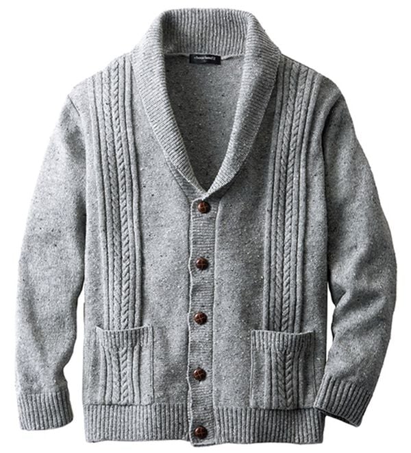 JELADO ジェラード◆ケンピ ショールカラー カーディガン ブルー グレー 尾州織】メランジショールカラー カーディガン