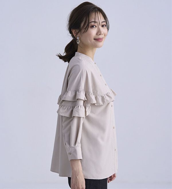 BELLUNA（ベルーナ）の「シャカ伸び！はっ水ティアードフリルブラウス（ブラウス）」｜詳細画像