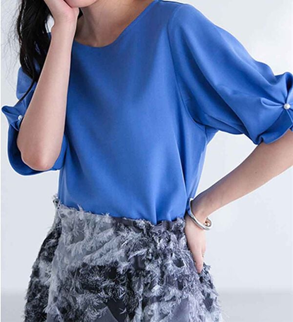 RANAN（ラナン）の「ひんやり！袖タックデザインきれい見えブラウス（ブラウス）」｜詳細画像