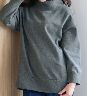 RANAN（ラナン）の「【アンチピリング】裏起毛ハイネックプルオーバー（カットソー）」｜チャコール