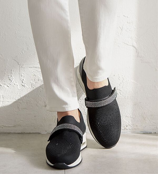 ルフラン（ルフラン）の「ビジュー付４Ｅベルトニットスニーカー（スニーカー）」｜詳細画像