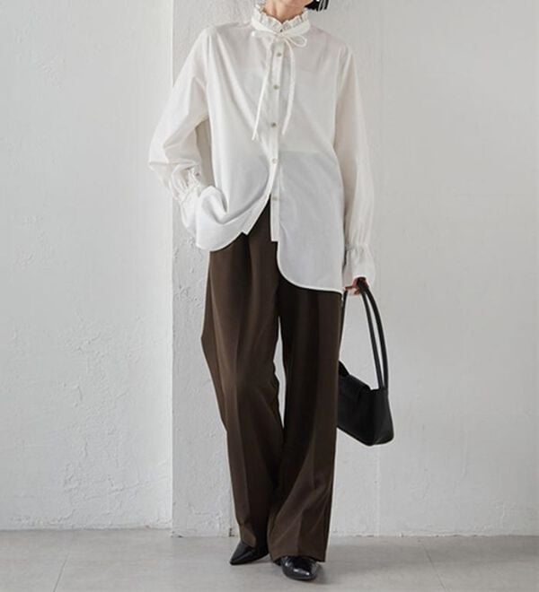 RANAN（ラナン）の「プチフリルリボン付きブラウス（ブラウス）」｜詳細画像