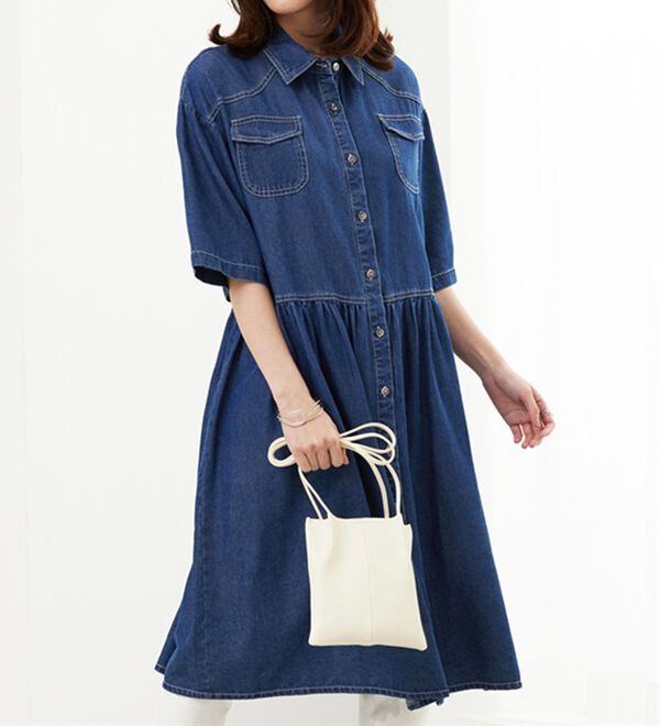 BELLUNA（ベルーナ）の「【Ｌａｇｒｉｌｕａ】ギャザー使いデニムシャツワンピース（シャツワンピース）」｜詳細画像