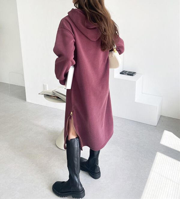 GeeRA（ジーラ）の「裏起毛裾ファスナーパーカーワンピース（カットソーワンピース）」｜詳細画像