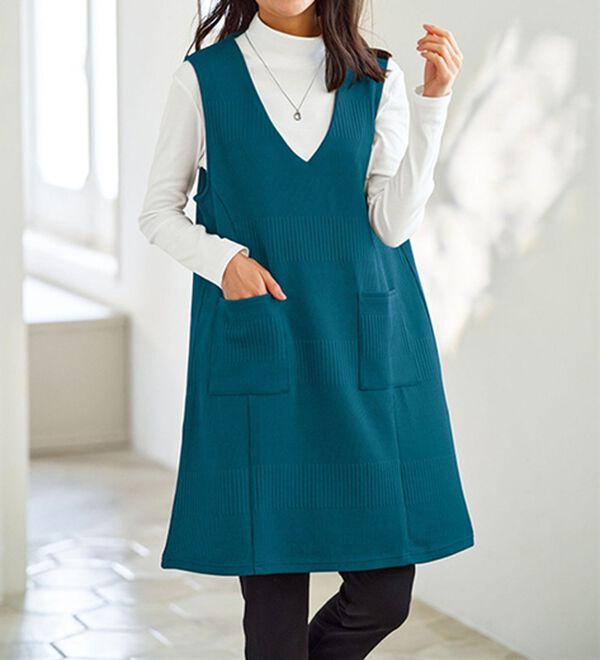 BELLUNA（ベルーナ）の「【２枚組】ジャカード素材切替デザインジャンパースカート（ジャンパースカート）」｜詳細画像