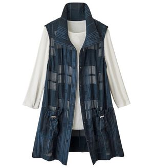 ルフラン（ルフラン）の「スタイリッシュロングベスト（ベスト）」｜ネイビー