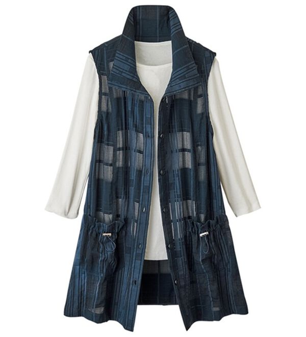 ルフラン（ルフラン）の「スタイリッシュロングベスト（ベスト）」｜ネイビー