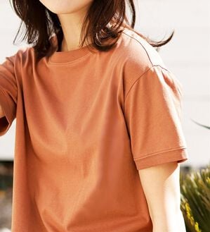 BELLUNA（ベルーナ）の「ヒンヤリ！綿１００％大人顔サマ見えＴシャツ（Tシャツ）」｜テラコッタ